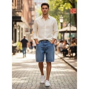 PacSun Mens Denim Shorts Medium Indigo Wash Size 33 NWT 0035-349 Baggy